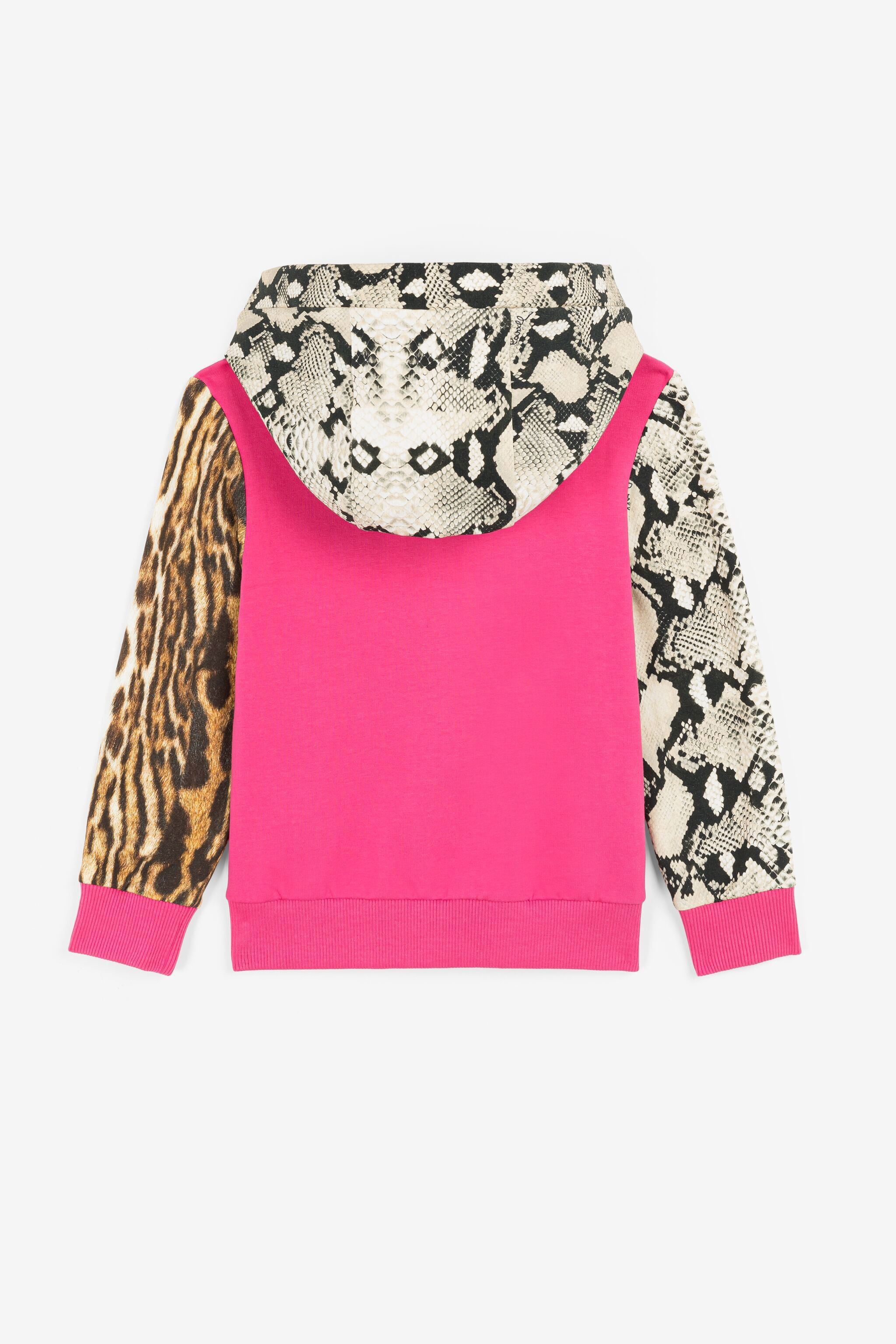 JU Python And Ocelot-Print Zip Hoodie Rosa PJT913-5OE40