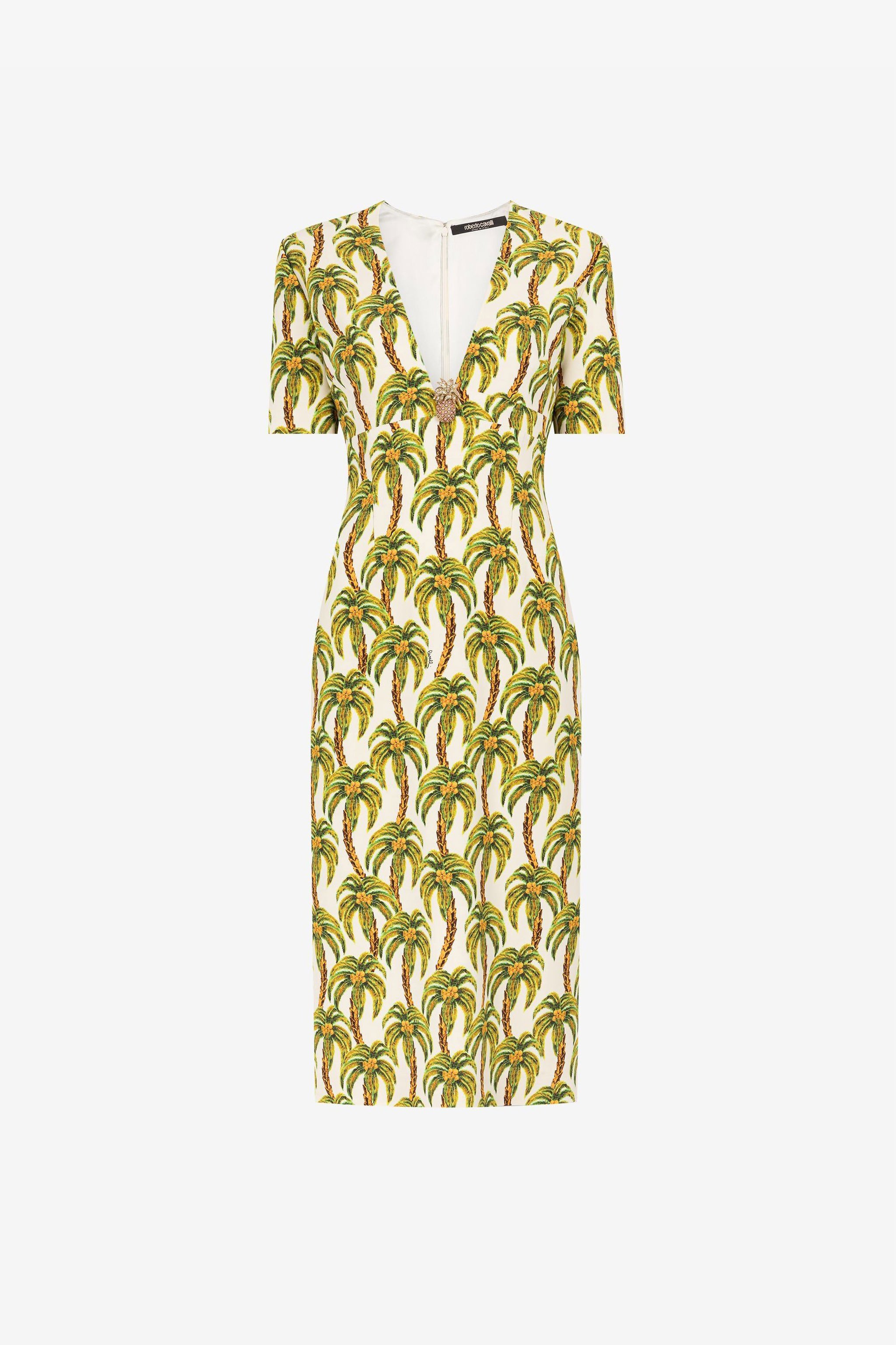 RC Palm tree-print midi dress Light green QWT161-ORG41