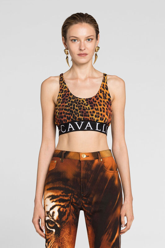 RC Jaguar-Print Logo-Jacquard Crop Top RC Jaguar-Print Logo-Jacquard Crop Top Orange OQT60D-LND02