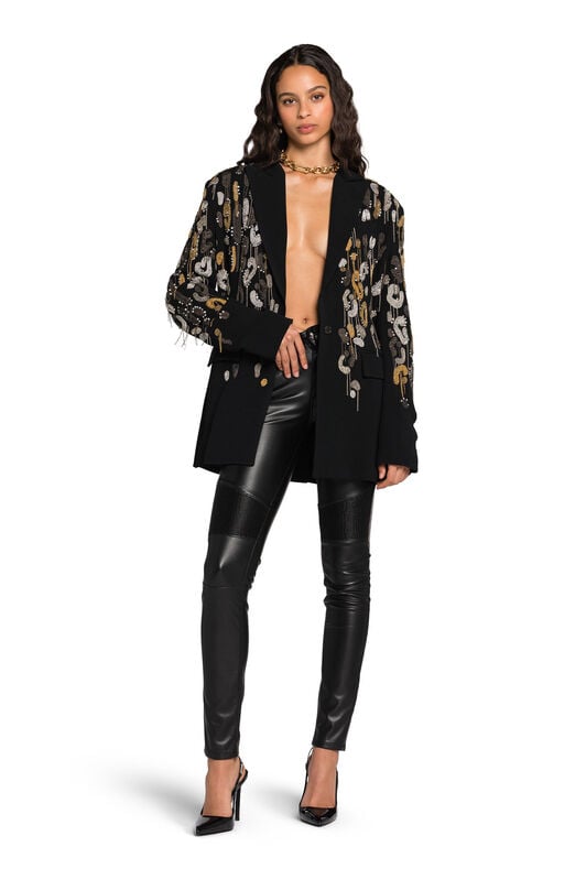 RC Shirred-Panel Skinny Trousers RC Shirred-Panel Skinny Trousers Schwarz JST20E-FT001