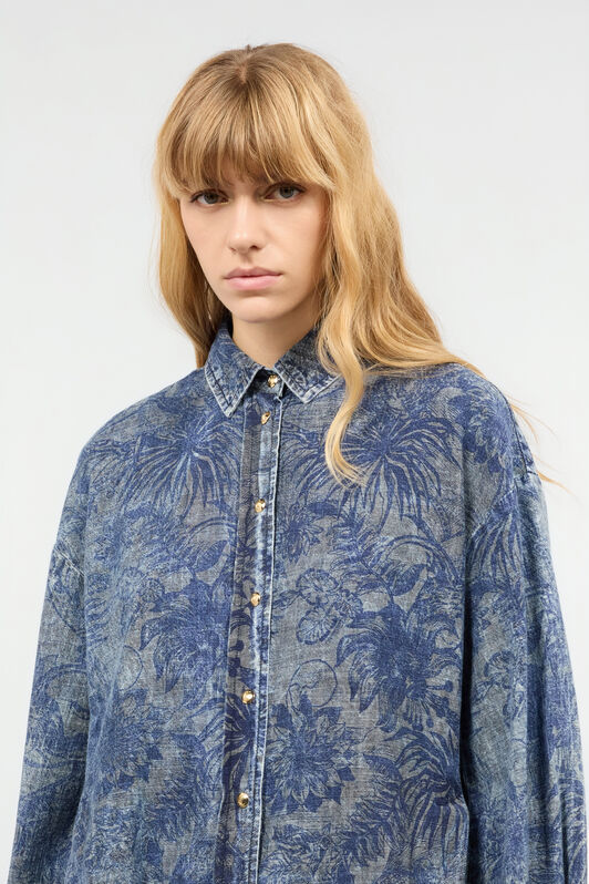 JC Floral-Print Shirt Blue UFT144-UF210