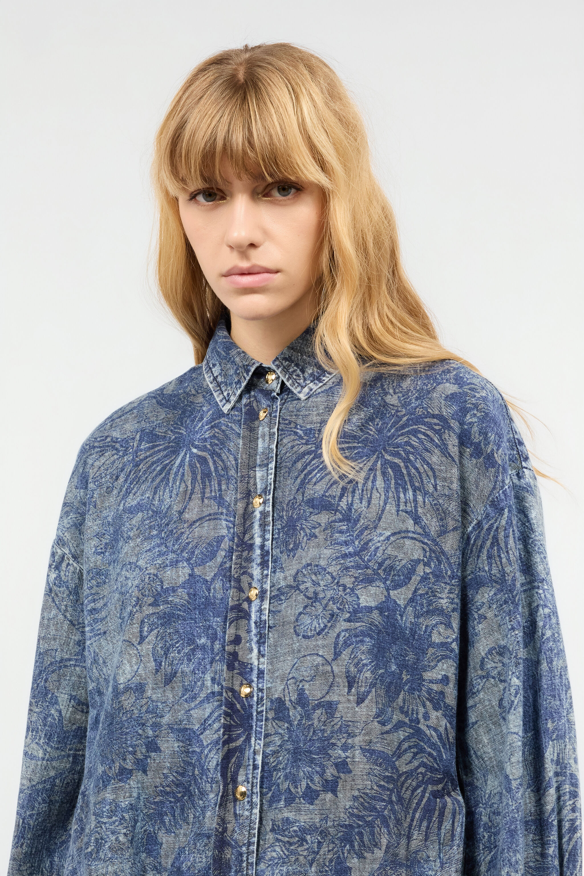 JC Floral-Print Shirt Blue UFT144-UF210