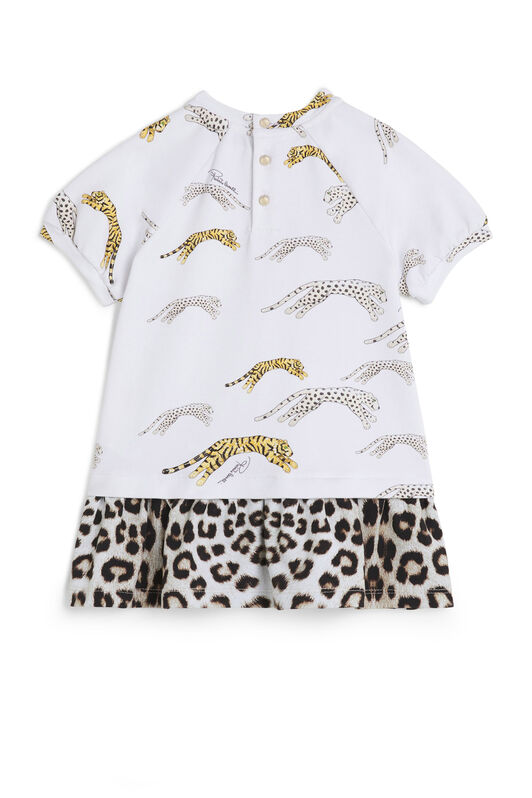 JU Kleid mit Jaguar- und Tiger-Print WHITE/BEIGE KJT155-FOU05