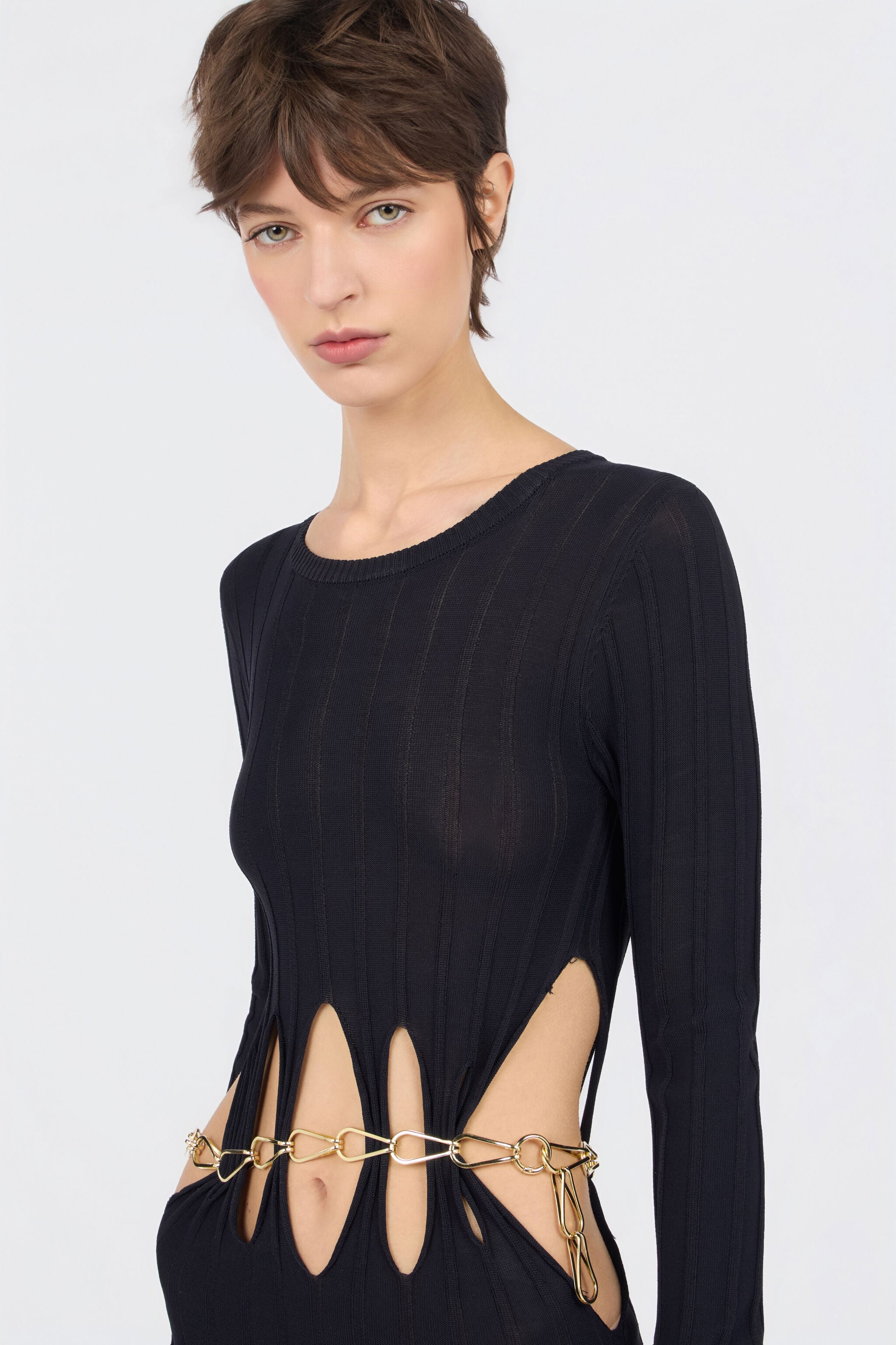 JC Vestido Midi Negro Con Detalle Cut-Out JC Vestido Midi Negro Con Detalle Cut-Out BLACK WFT291-WF689