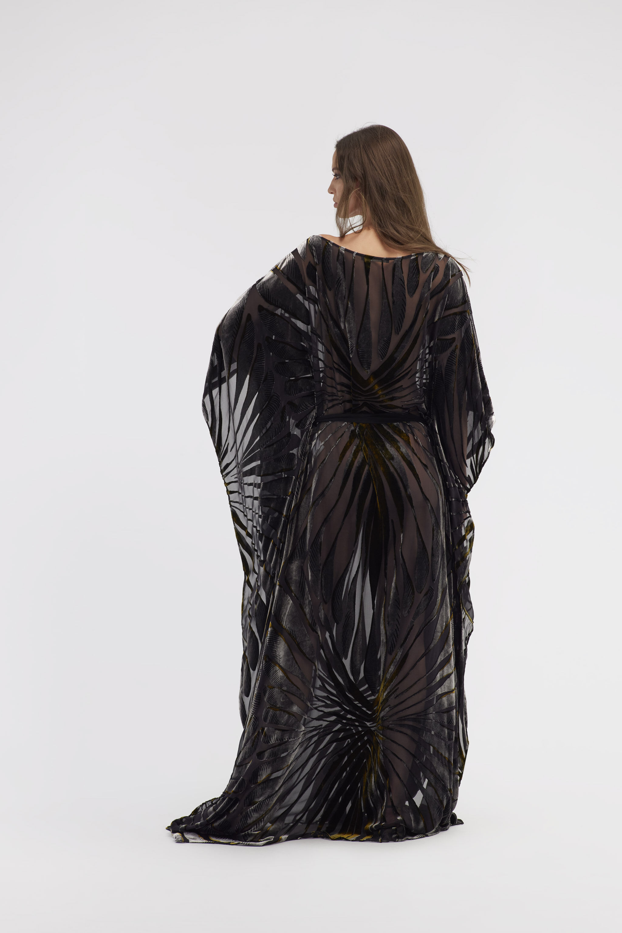 RC Samt-Kaftan mit Ray of Gold-Druck Schwarz RWT180-VLI15