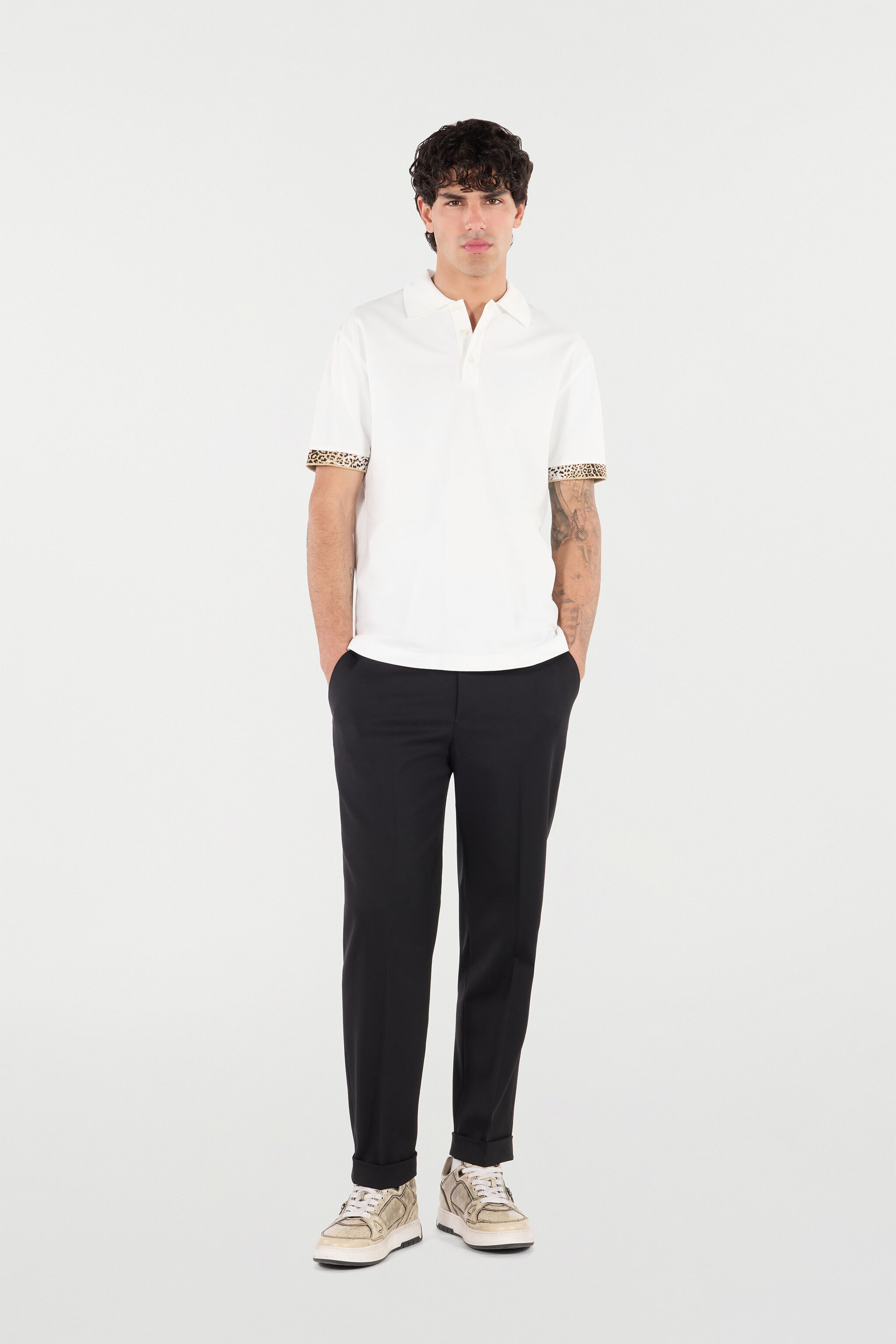 RC Polo Shirt with Jaguar Skin Details White VRT64A-KB002