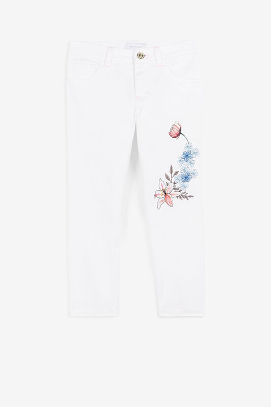 JU Flower-Print Jeans JU Flower-Print Jeans WHITE QJJ200-DS015