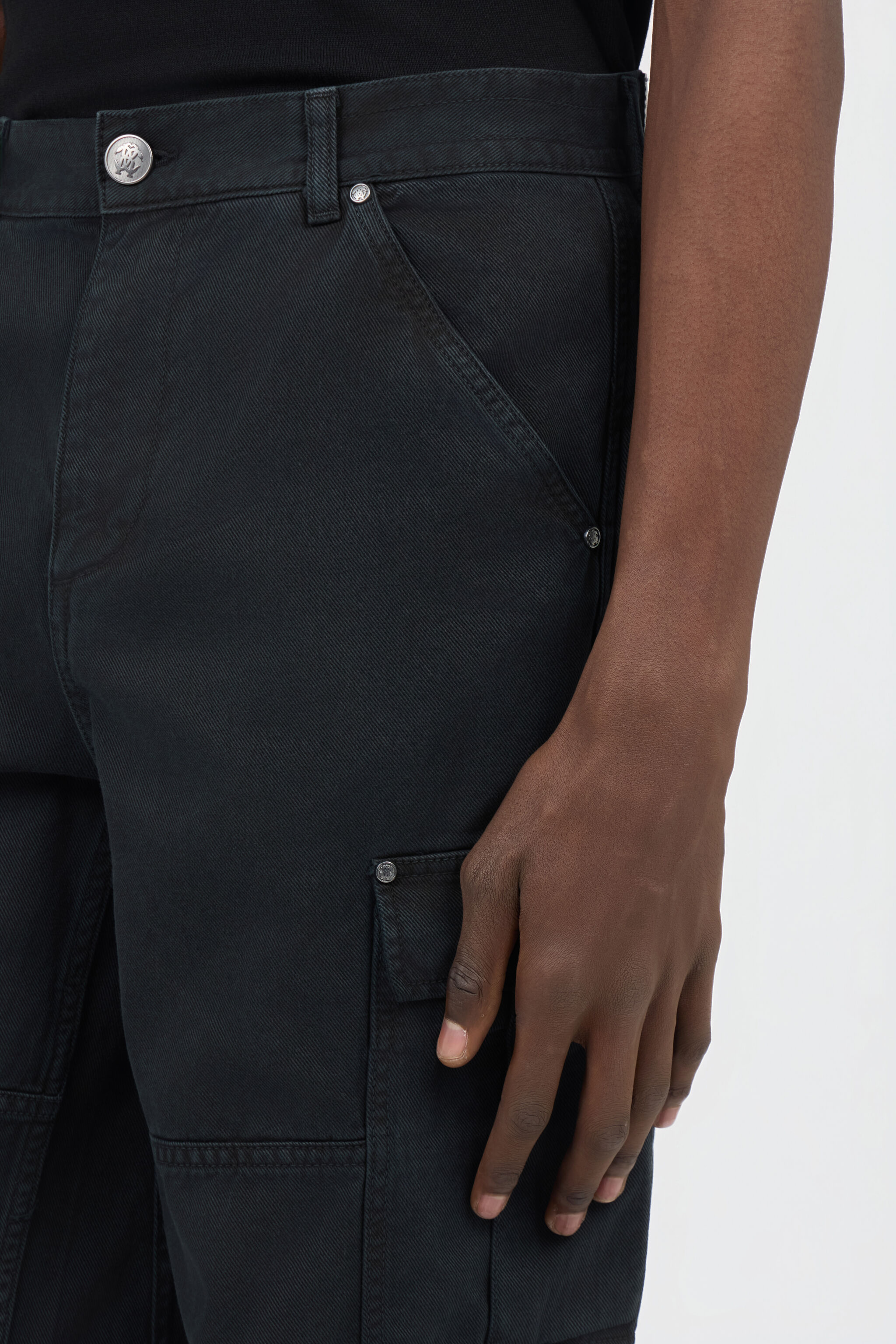 RC Black Cotton Cargo Trousers BLACK SOT20A-FA017