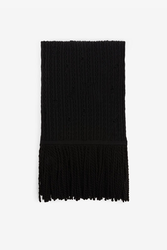 RC Ribbed-Knit Wool Scarf Black RRM654-MQ001