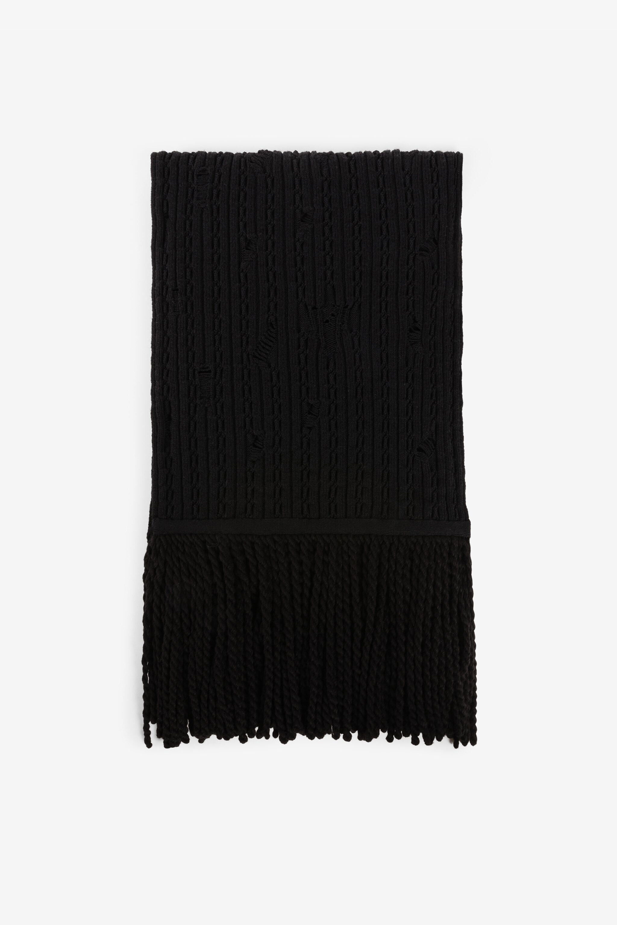 RC Ribbed-Knit Wool Scarf Black RRM654-MQ001