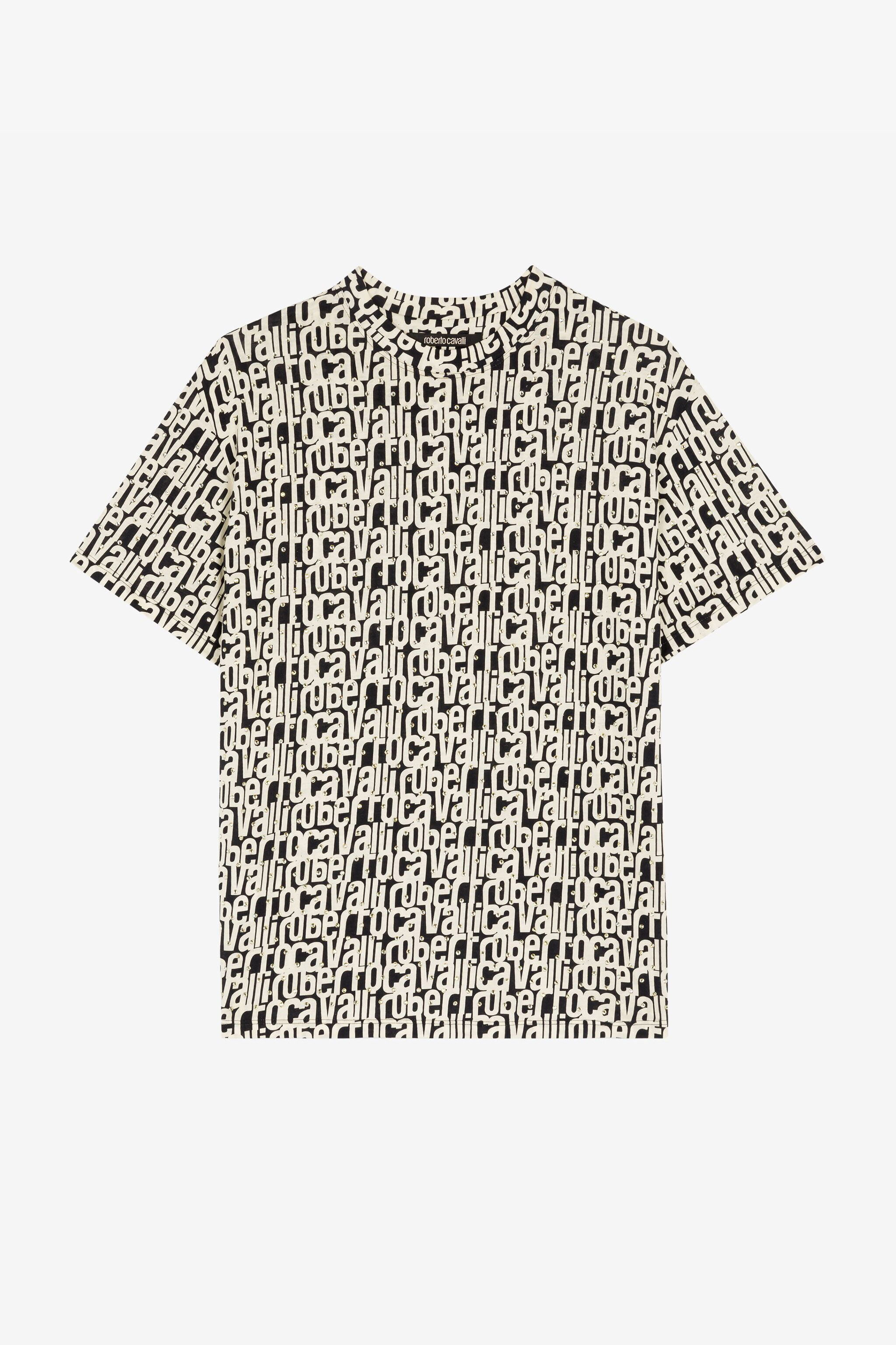 RC Crystal-Embellished Logo-Print T-Shirt Black/White RKT61A-3PH82