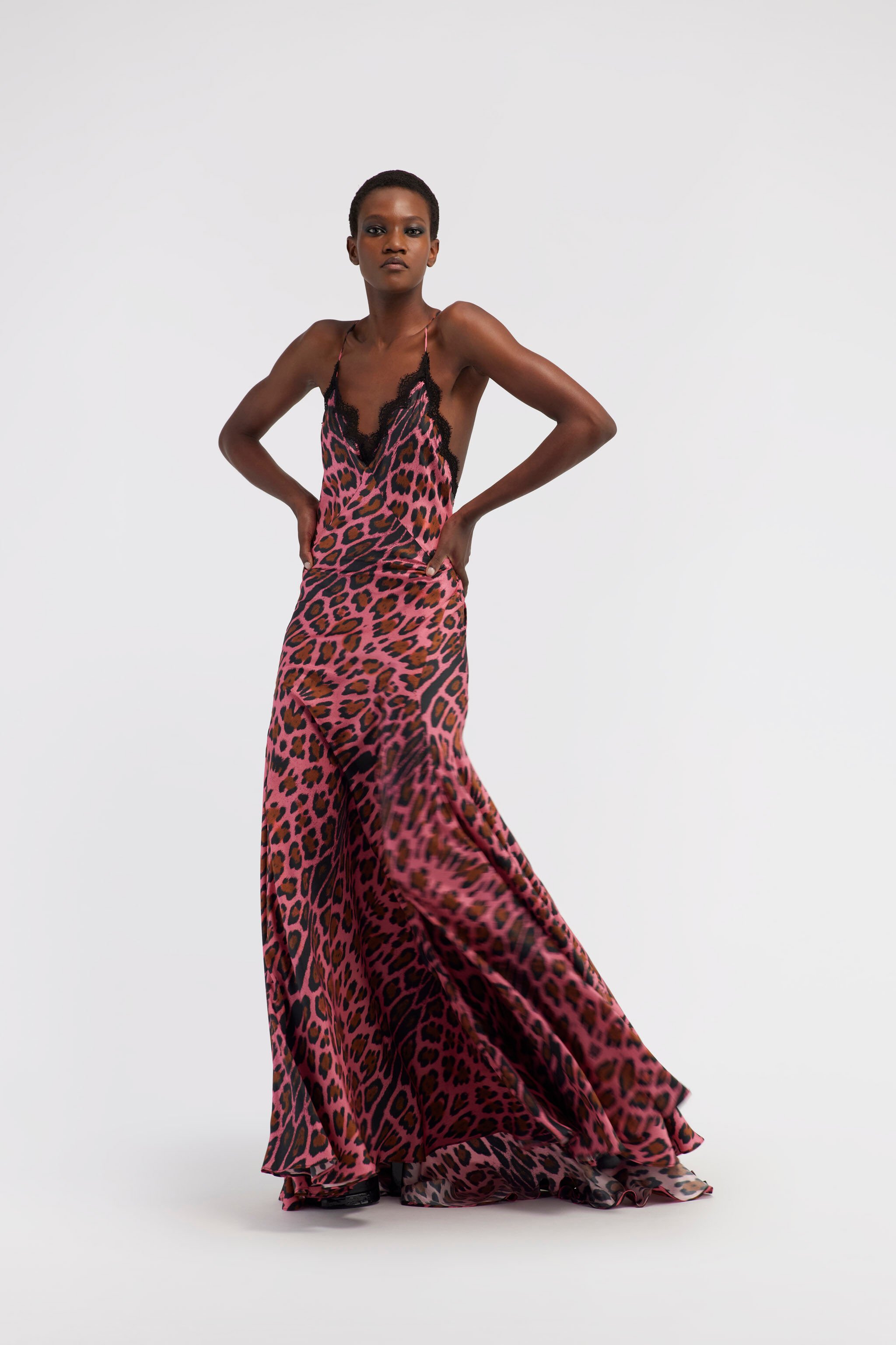 RC Slip dress with Leopard print Fuchsia RWT138-4QI13