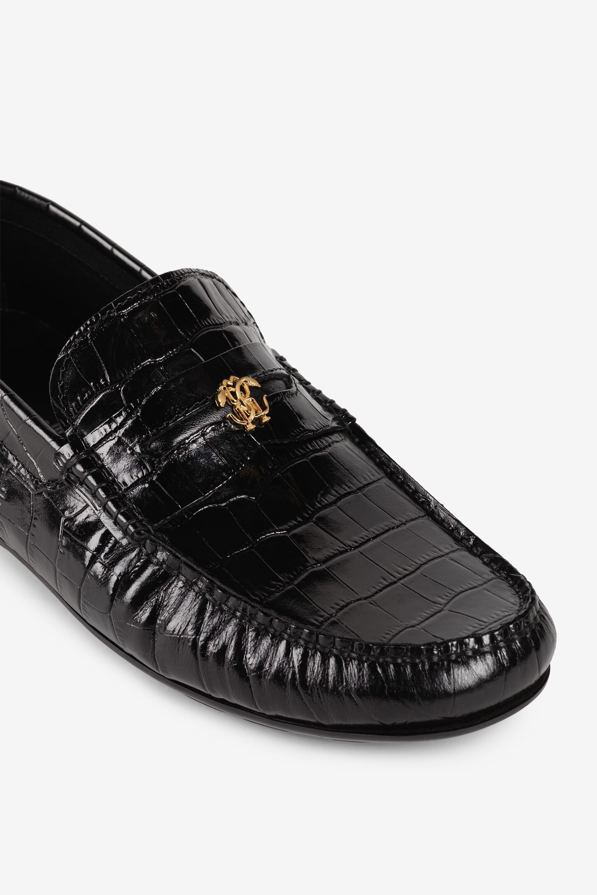 RC Croc-Embossed Loafers Black JSS00A-PZA73
