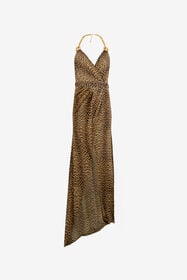 RC Vestido largo con estampado de leopardo BROWN WQT105-NXR31