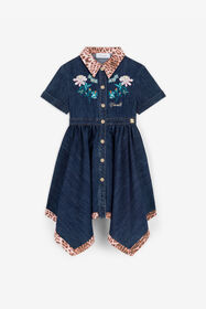 ${brand} Abito in denim con ricamo floreale ${colorDescription} ${masterID}