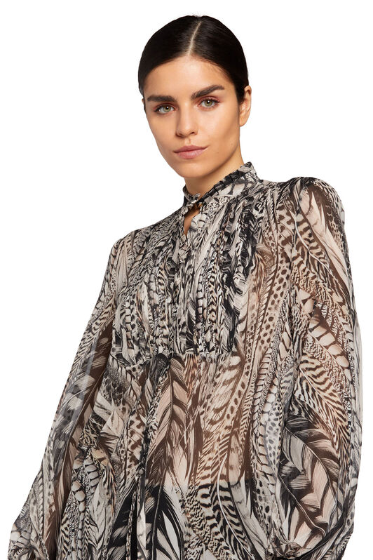 RC Feather-print long-sleeve shirt Gray MQT702-GFA38