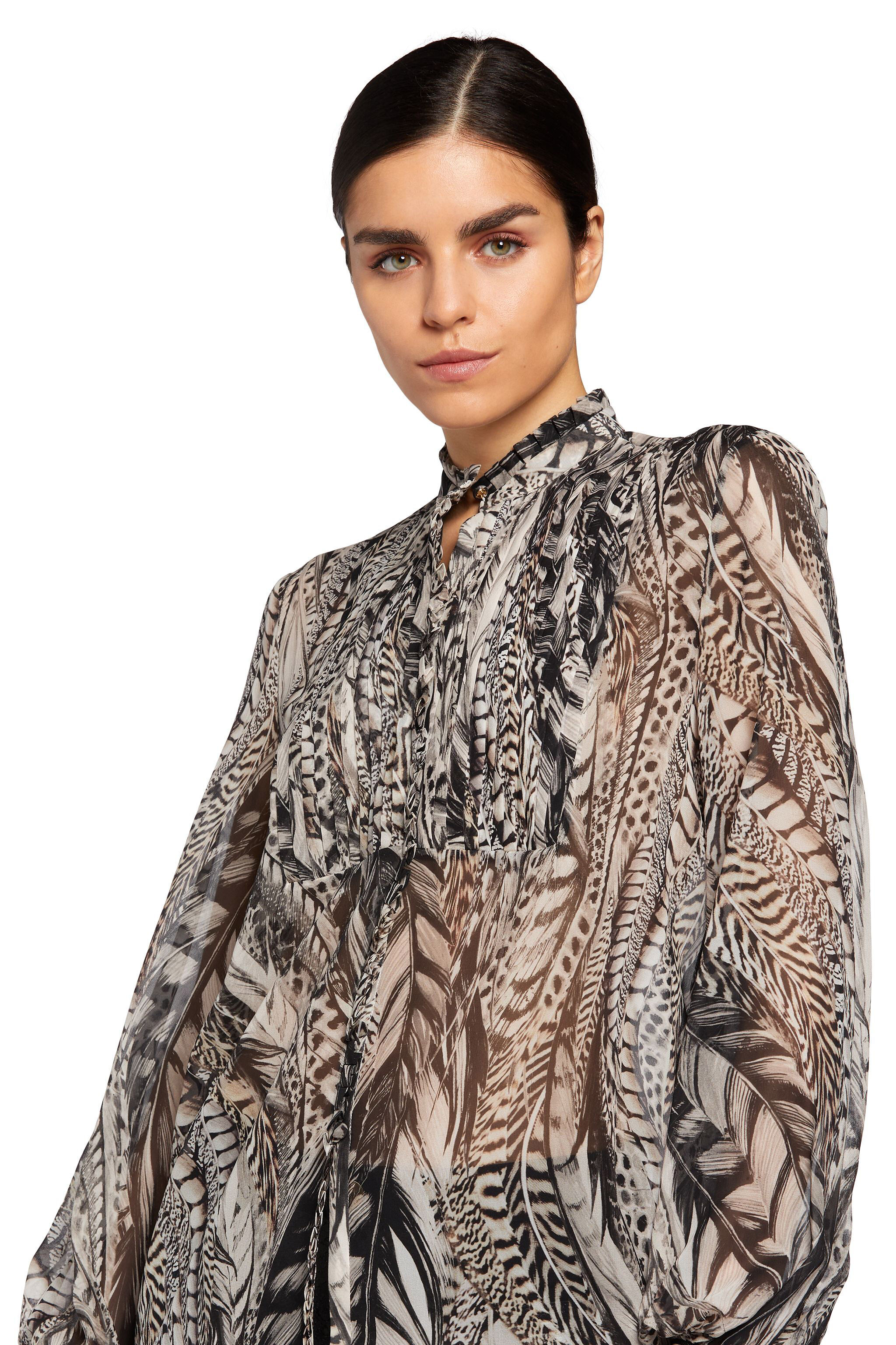 RC Feather-print long-sleeve shirt Gray MQT702-GFA38