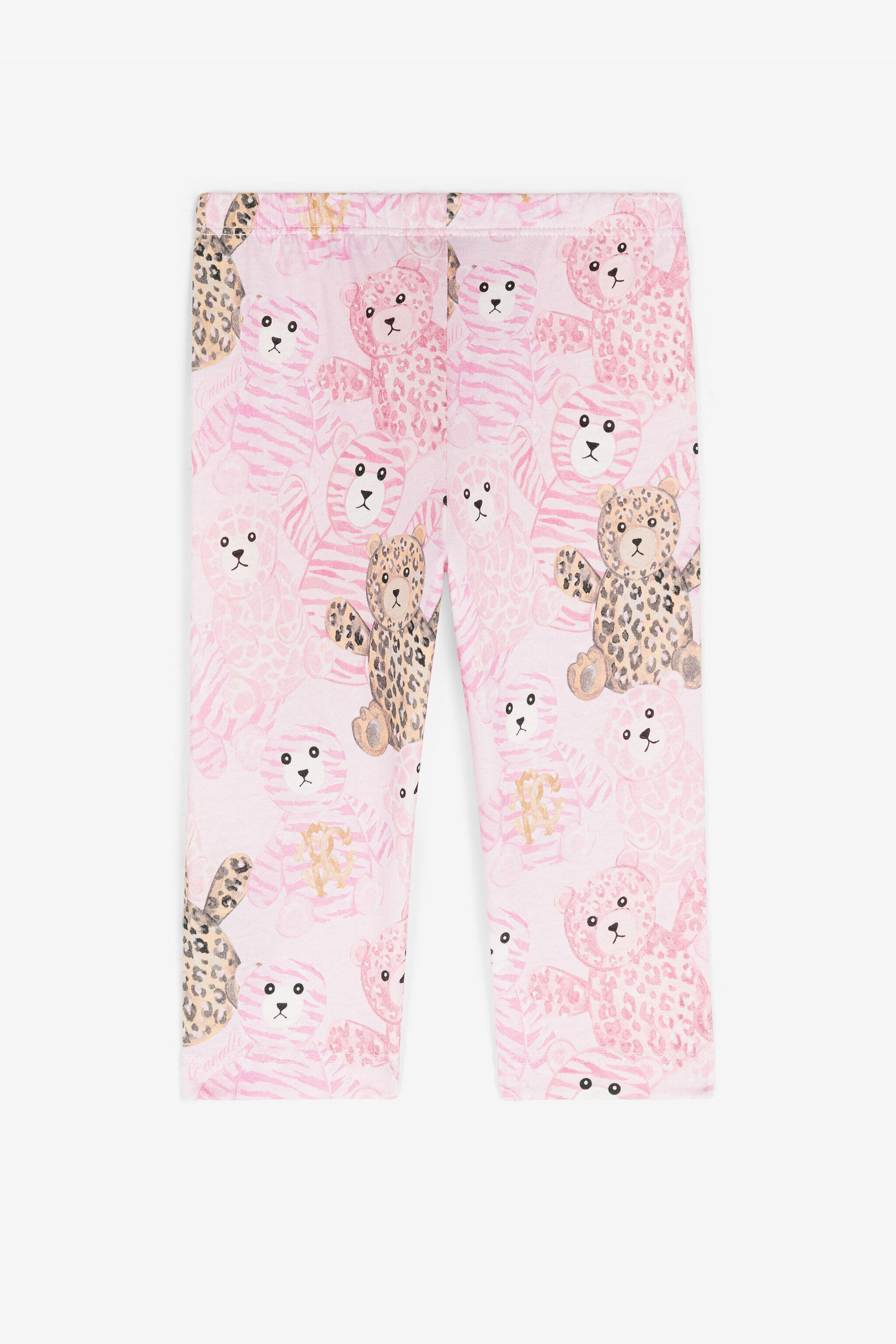 JU Teddy Bear-Print Cotton Leggings Rosa RJT200-JFG79