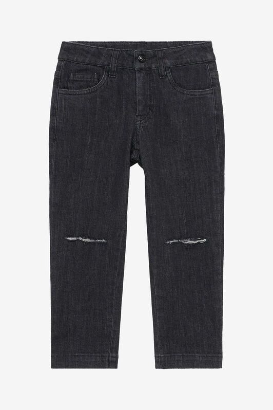 JU Schwarze Jeans mit Rissen BLACK UJJ20B-DN001