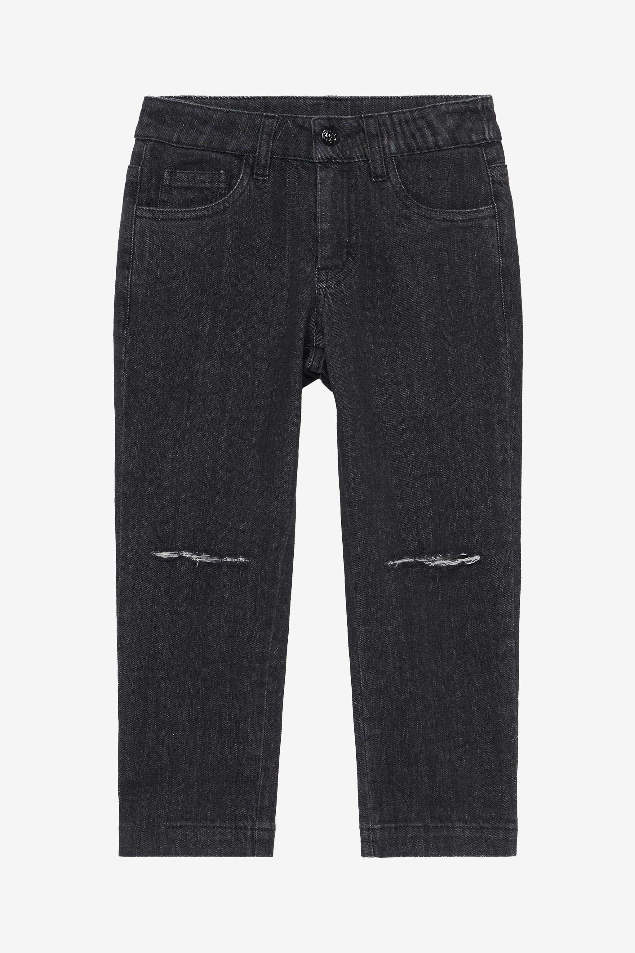 JU Schwarze Jeans mit Rissen BLACK UJJ20B-DN001