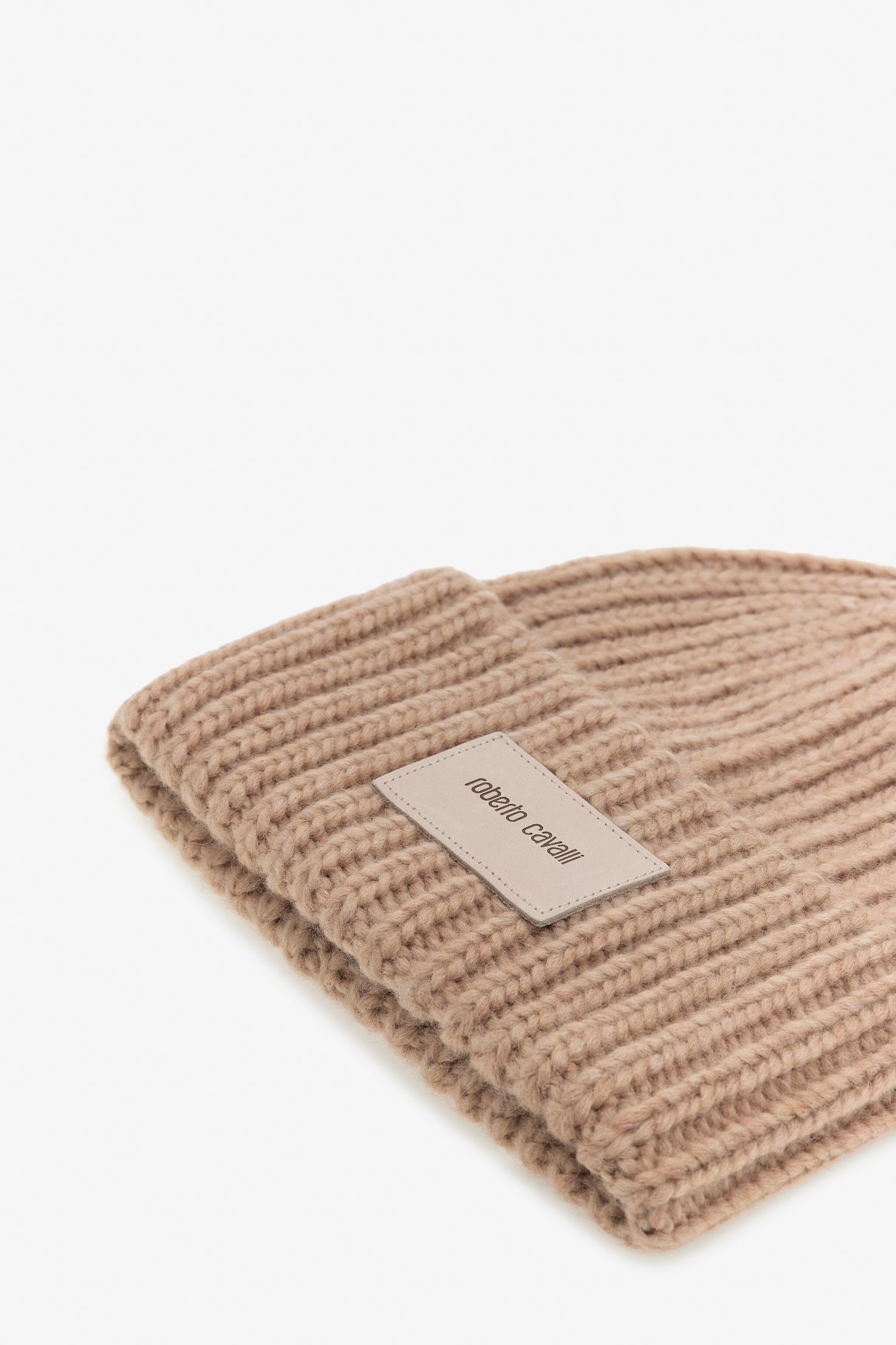 RC Gorro de mezcla de alpaca de canalé con logo Marrón claro TALR18-IR035