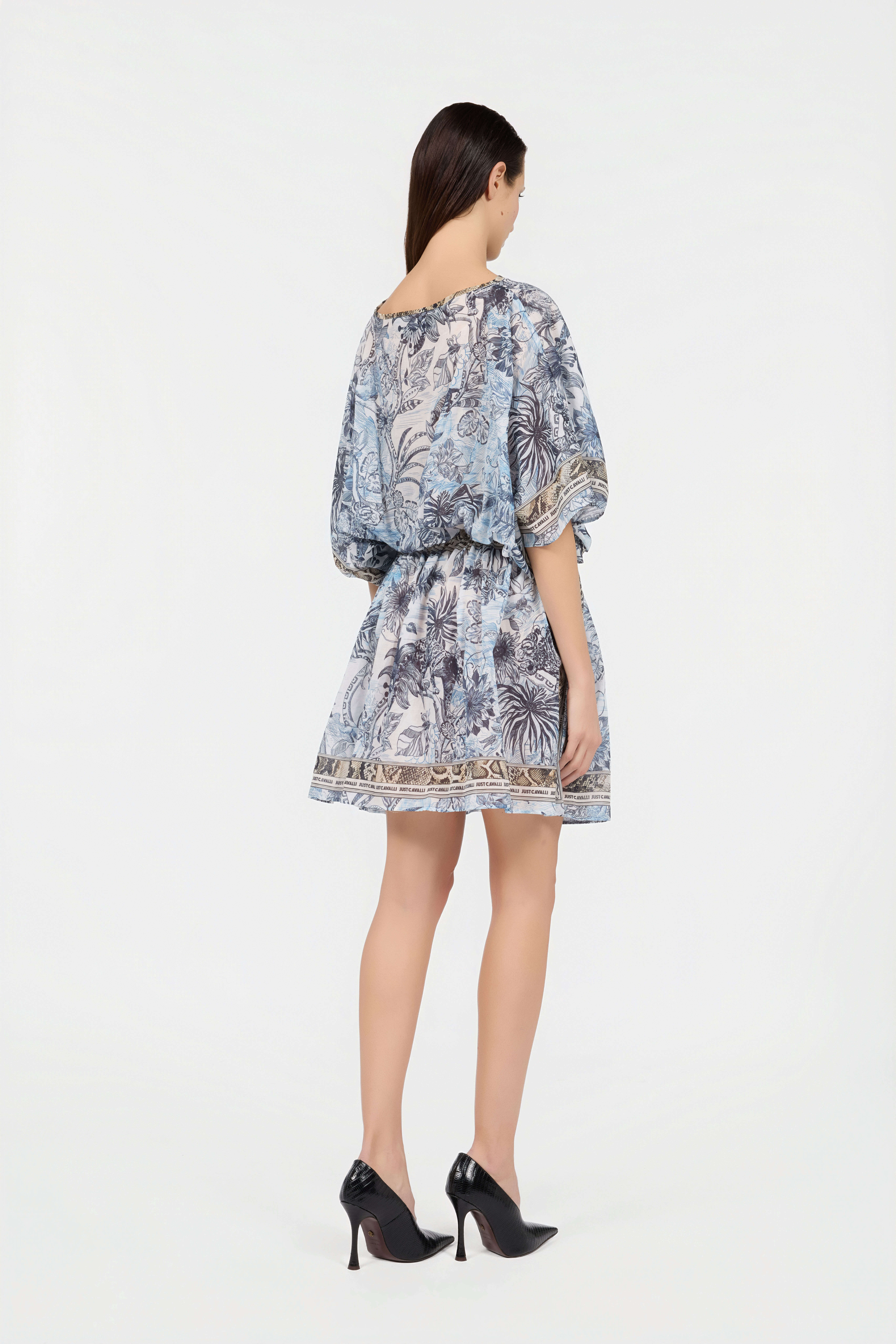 JC Vestido Mini en Algodón con Estampado Streange Jungle JC Vestido Mini en Algodón con Estampado Streange Jungle NAVY UFT141-UF207