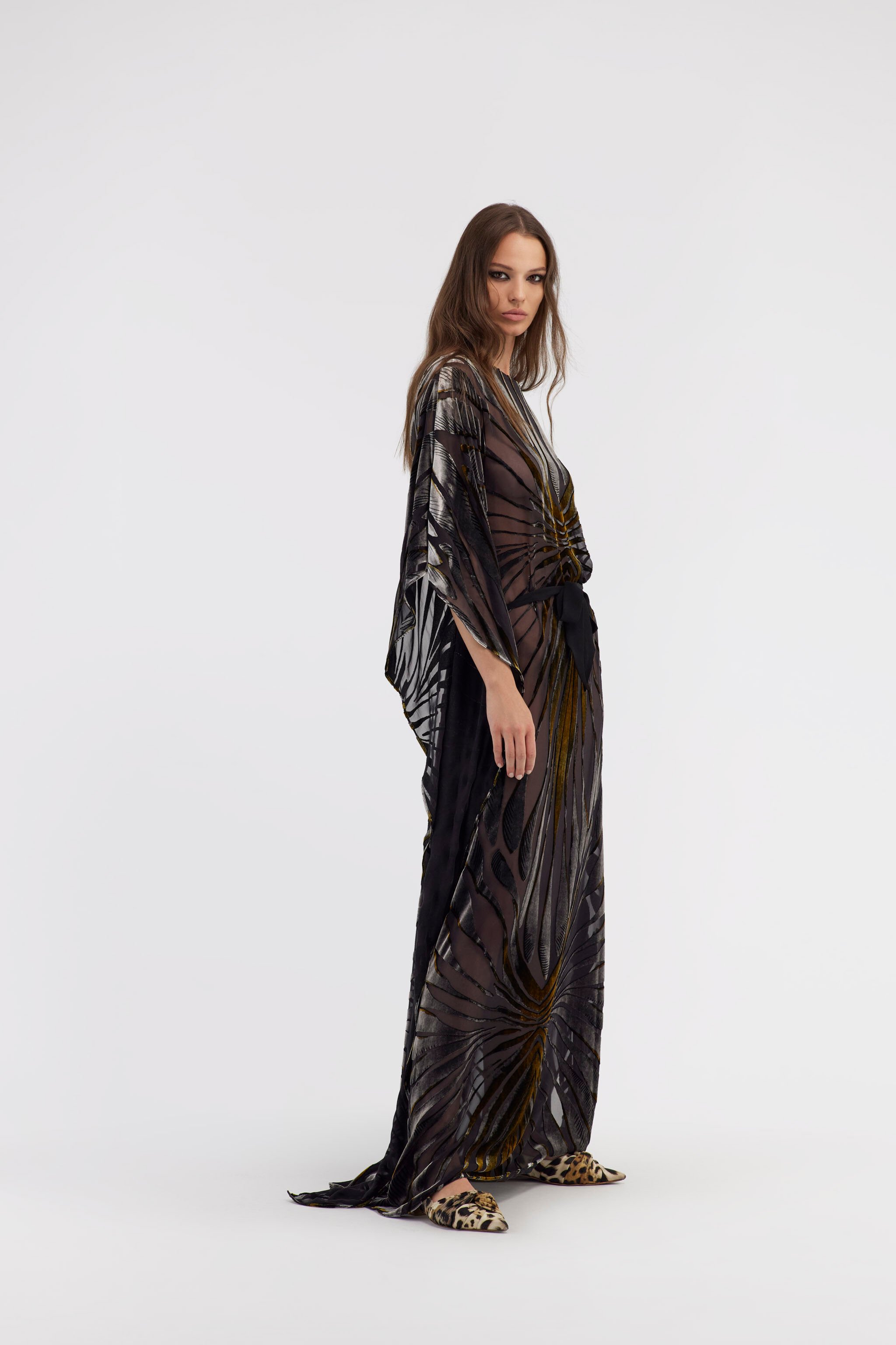 RC Samt-Kaftan mit Ray of Gold-Druck Schwarz RWT180-VLI15