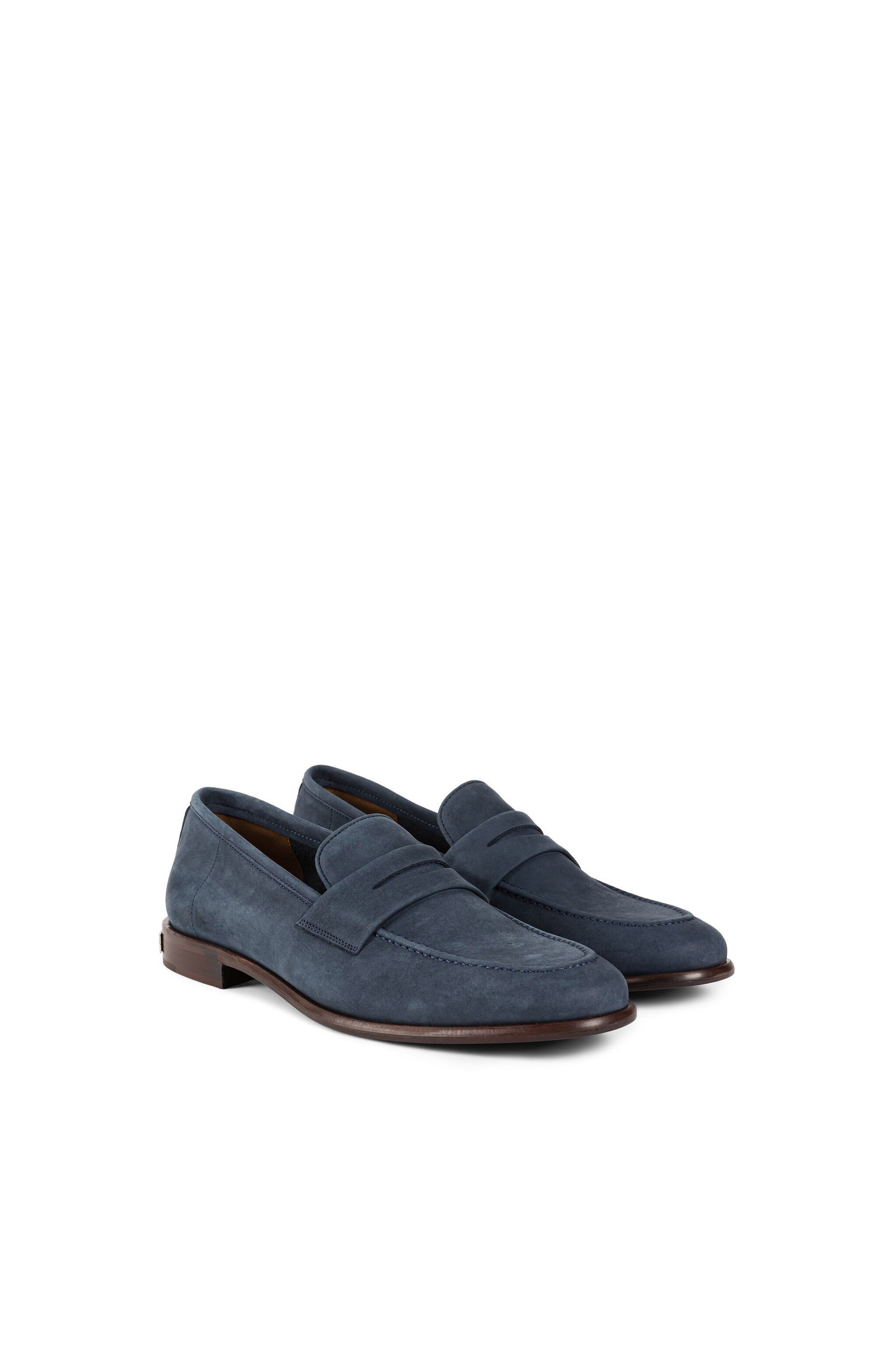 RC Suede leather loafers with logo Dark blue KOS00K-PCO01