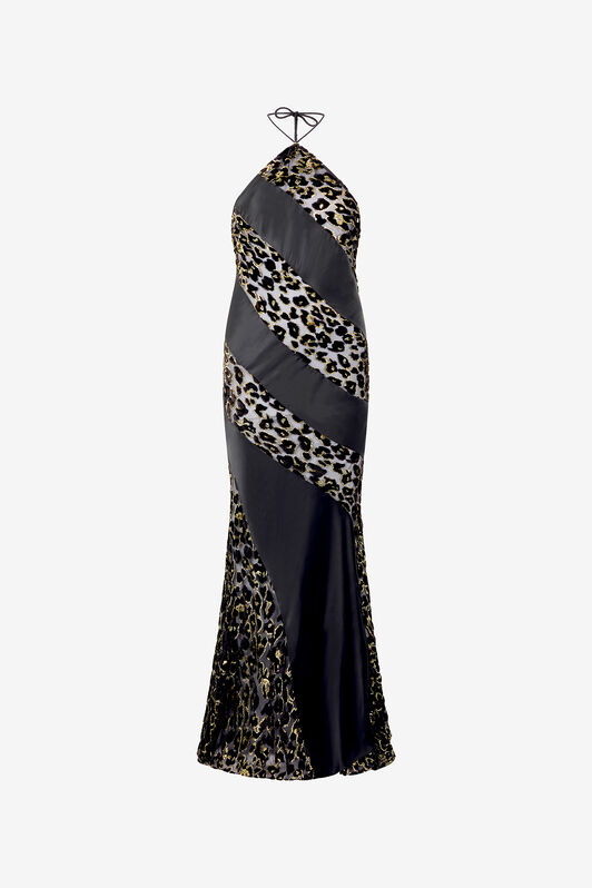 RC See-Through Long Dress with Animal Print RC See-Through Long Dress with Animal Print NERO ORO VQT130-FC005