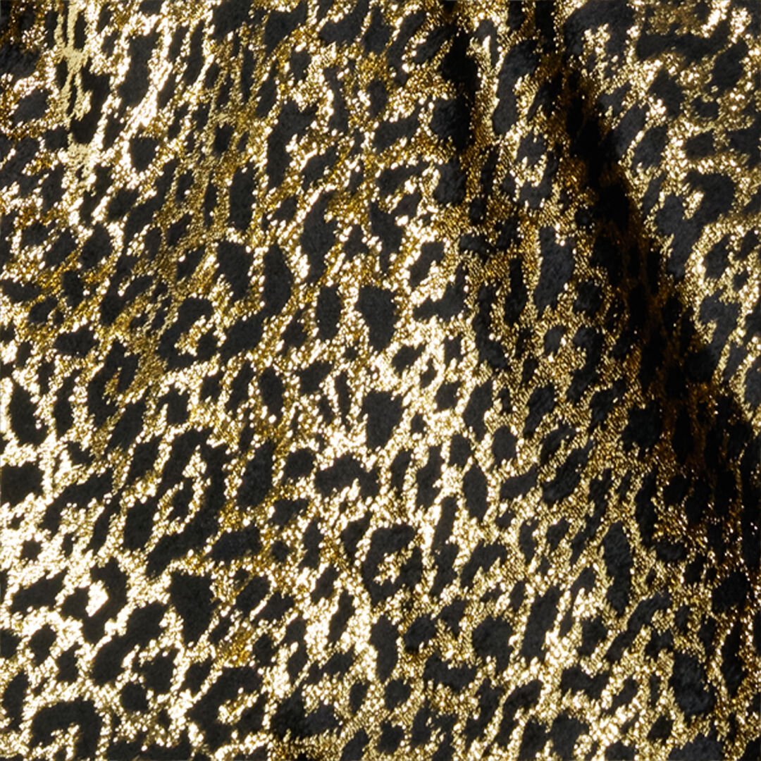 RC Macro Leopard Print Silk Slip Dress BLACK/GOLD WKT143-FT061