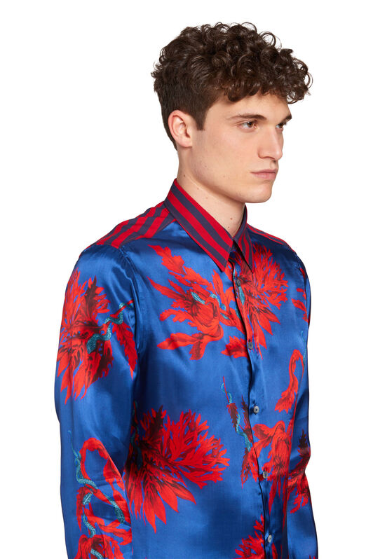 RC Opium Snake floral print silk shirt INDIGO/RUBY INT731-2NP57