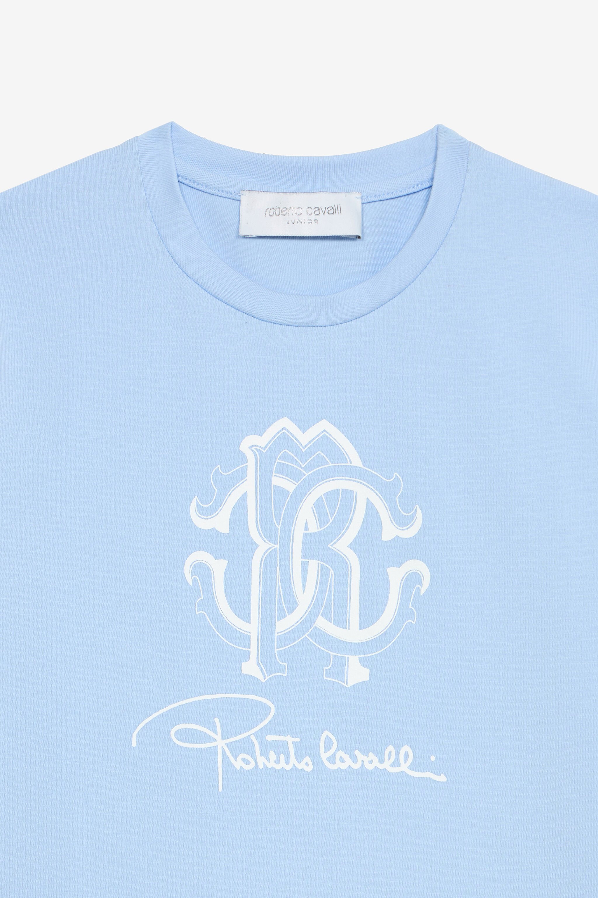 JU T-Shirt Avec Monogramme RC Et Signature Bleu clair UJT62N-JD001