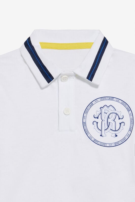 JU Weißes Poloshirt mit Monogram RC-Stickerei OPTICAL WHITE TJT644-JD001