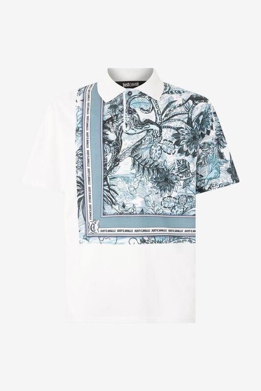 JC Polo Shirt With Jungle Print And Lettering JC Polo Shirt With Jungle Print And Lettering Light blue UFT018-UF038