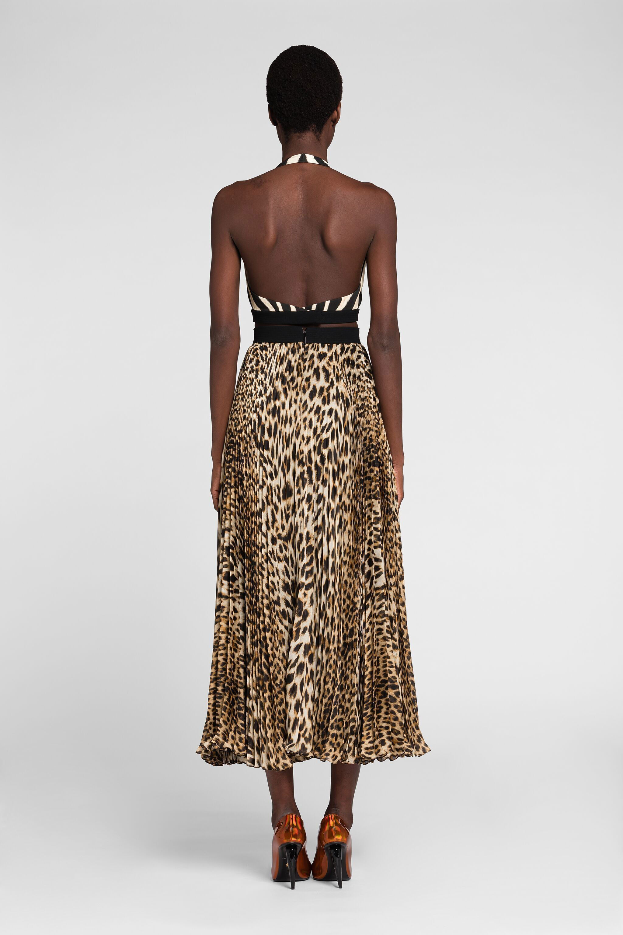 RC Jaguar-Print Silk Dress NATURALE OQT121-CTD02
