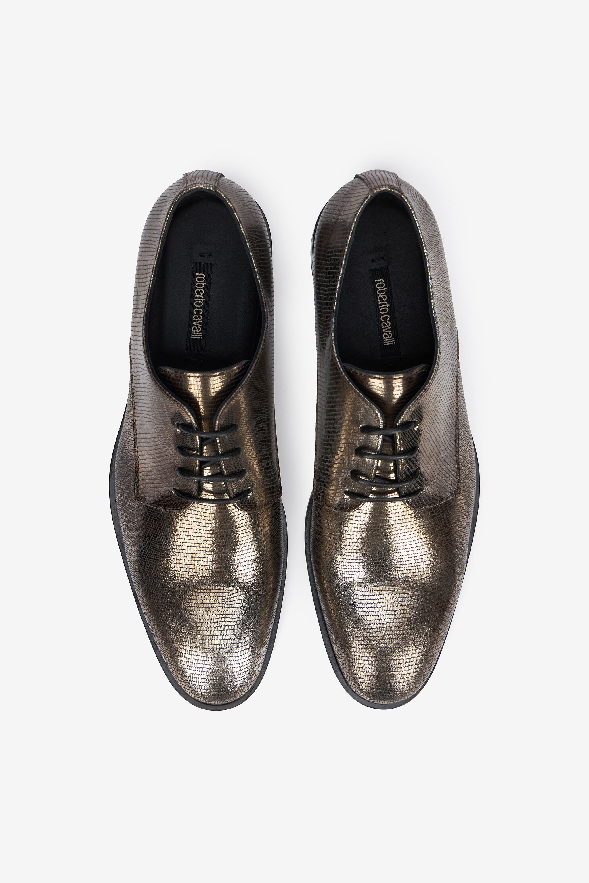 RC Brown Lace-Up Leather Loafers with Python Effect Brown URS051-PZU12