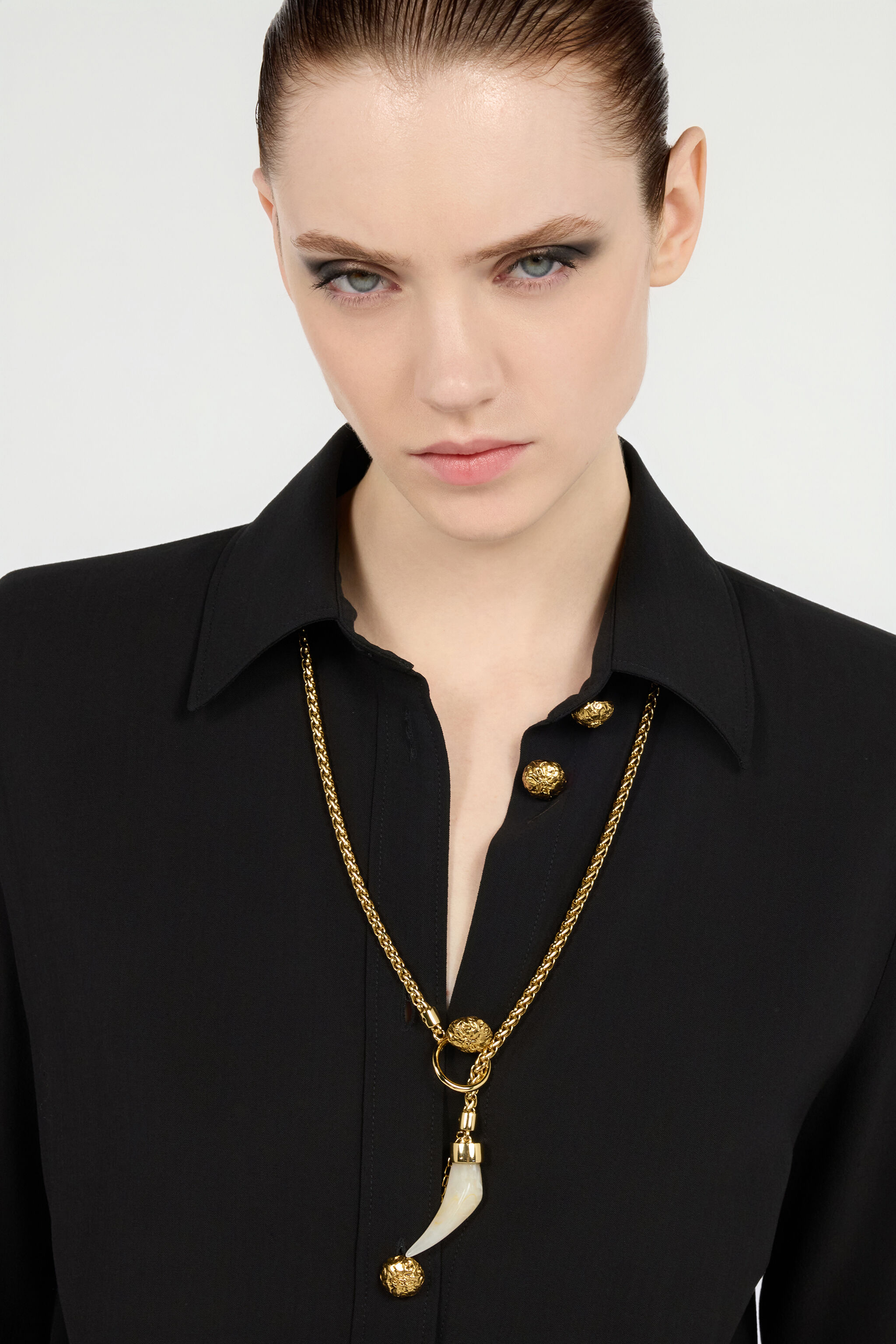 RC Gold Necklace with Fang Pendant Gold UKG005-AM015