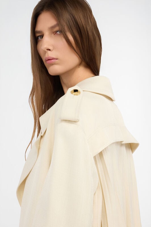 RC Trench Avorio Extralungo Con Plissettature IVORY WWT500-HS002