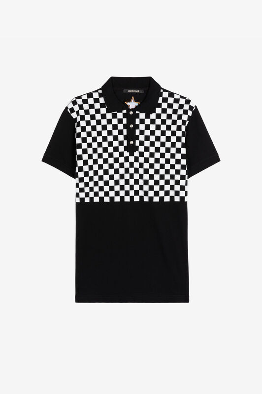 RC Checked Cotton Polo Shirt Black/White RRT64D-KB002