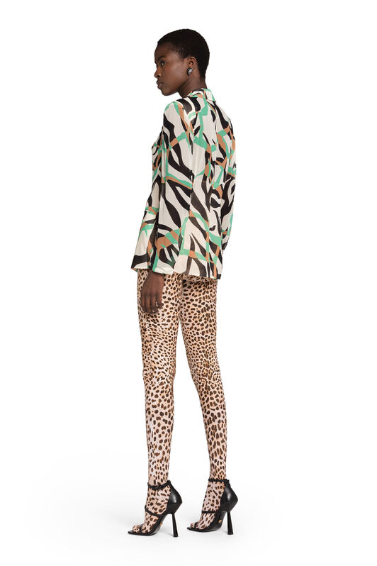 RC Abstract Zebra-Print Silk Blazer Bianco IWT401-GFR38