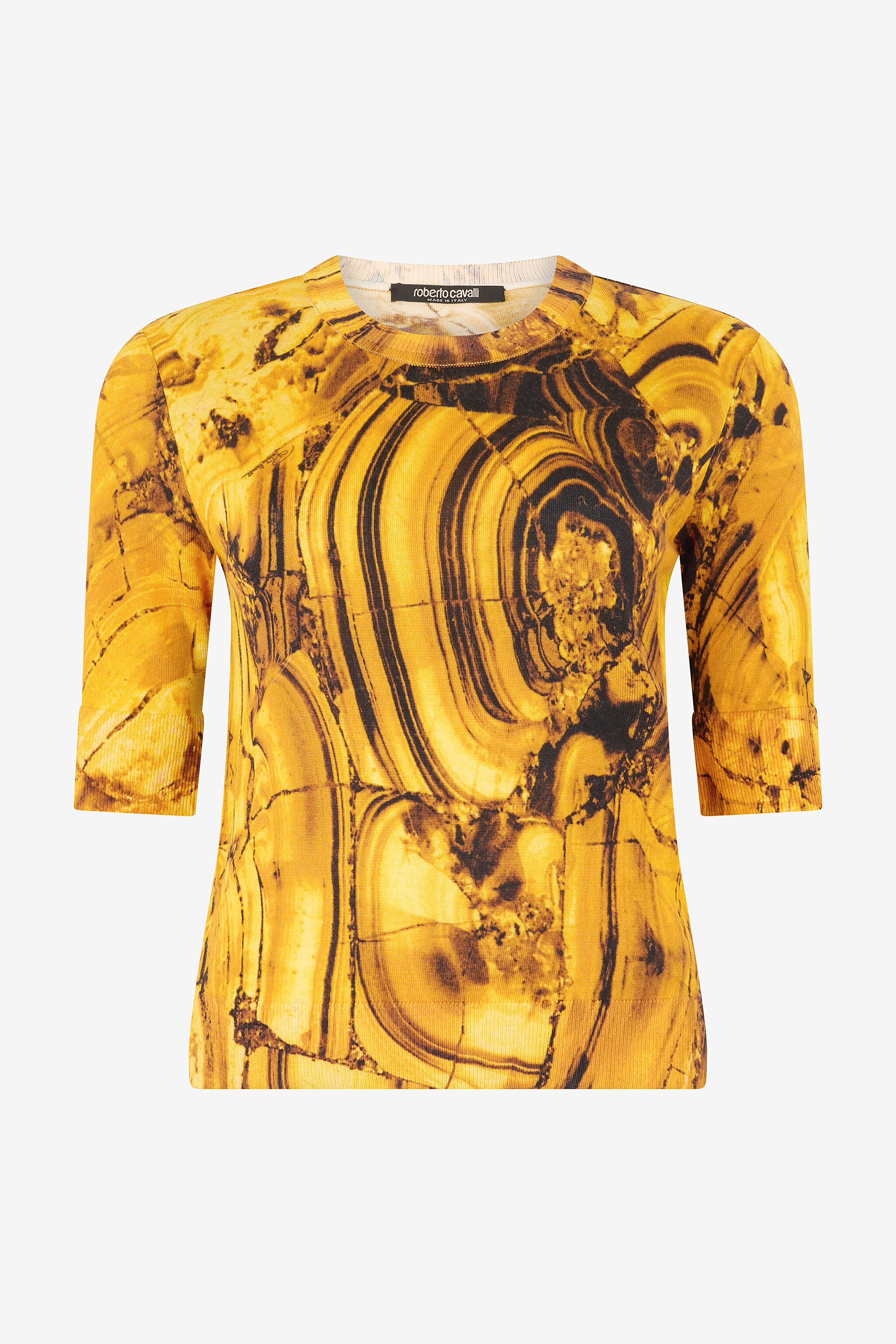 RC Silk-Wool Sweater with Amber Print Yellow VKM615-MQ034