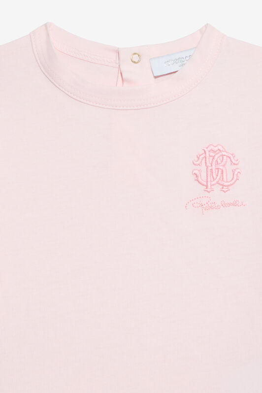 JU Baby Pink T-Shirt with RC Monogram BABY ROSE VJT606-JD001