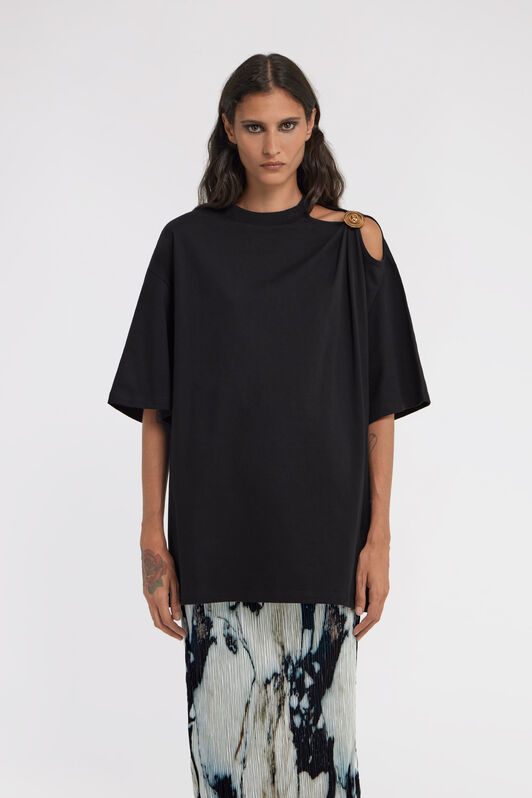 RC T-shirt with shoulder jewel detail Negro TWT663-JD062