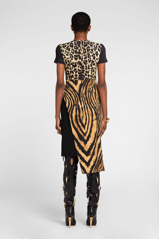 RC Patchwork-Kleid mit Animalier-Print RC Patchwork-Kleid mit Animalier-Print Hellbraun NQT134-ORB79