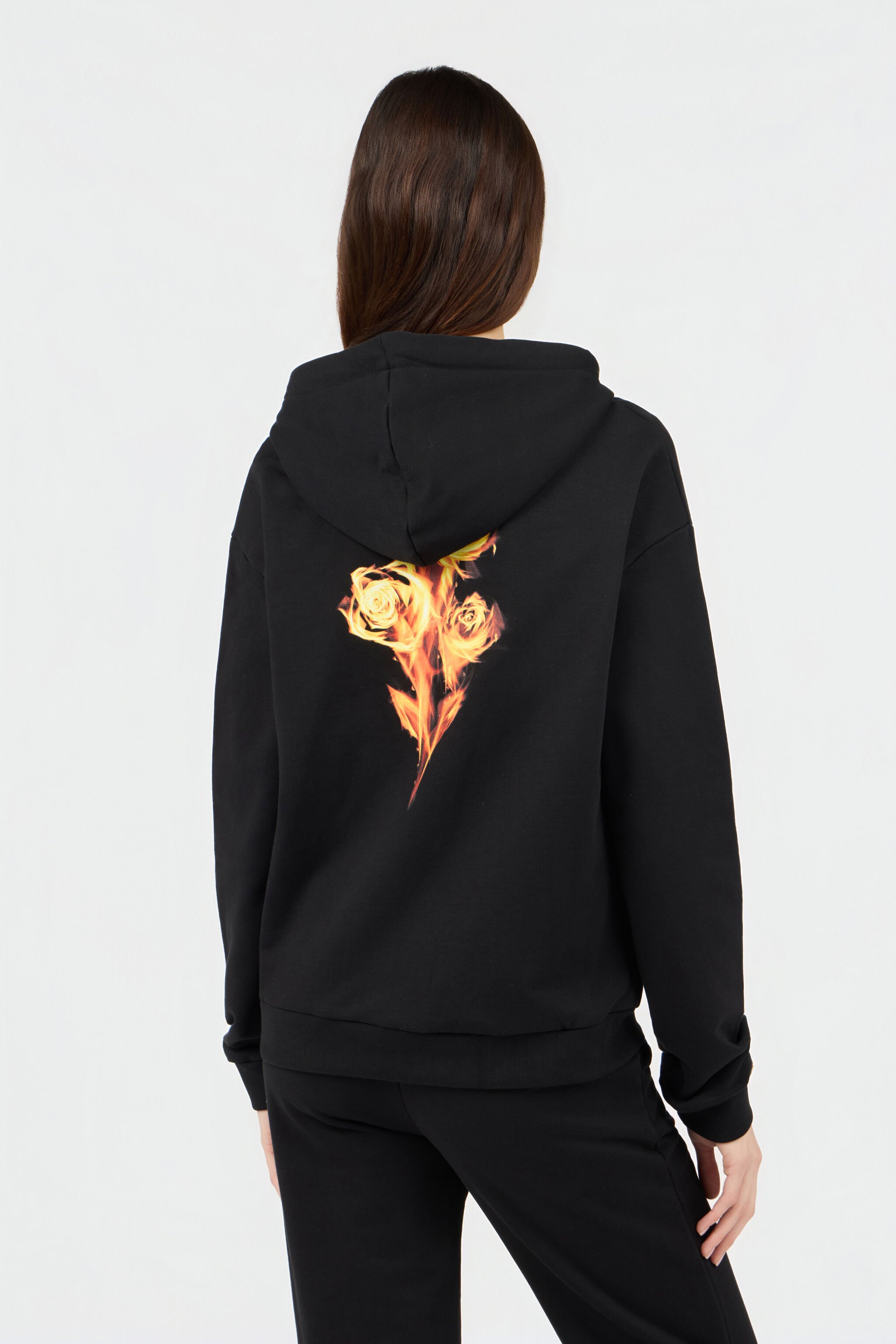 RC Sudadera Con Capucha Estampado Flaming Rose BLACK SOT66H-CF008