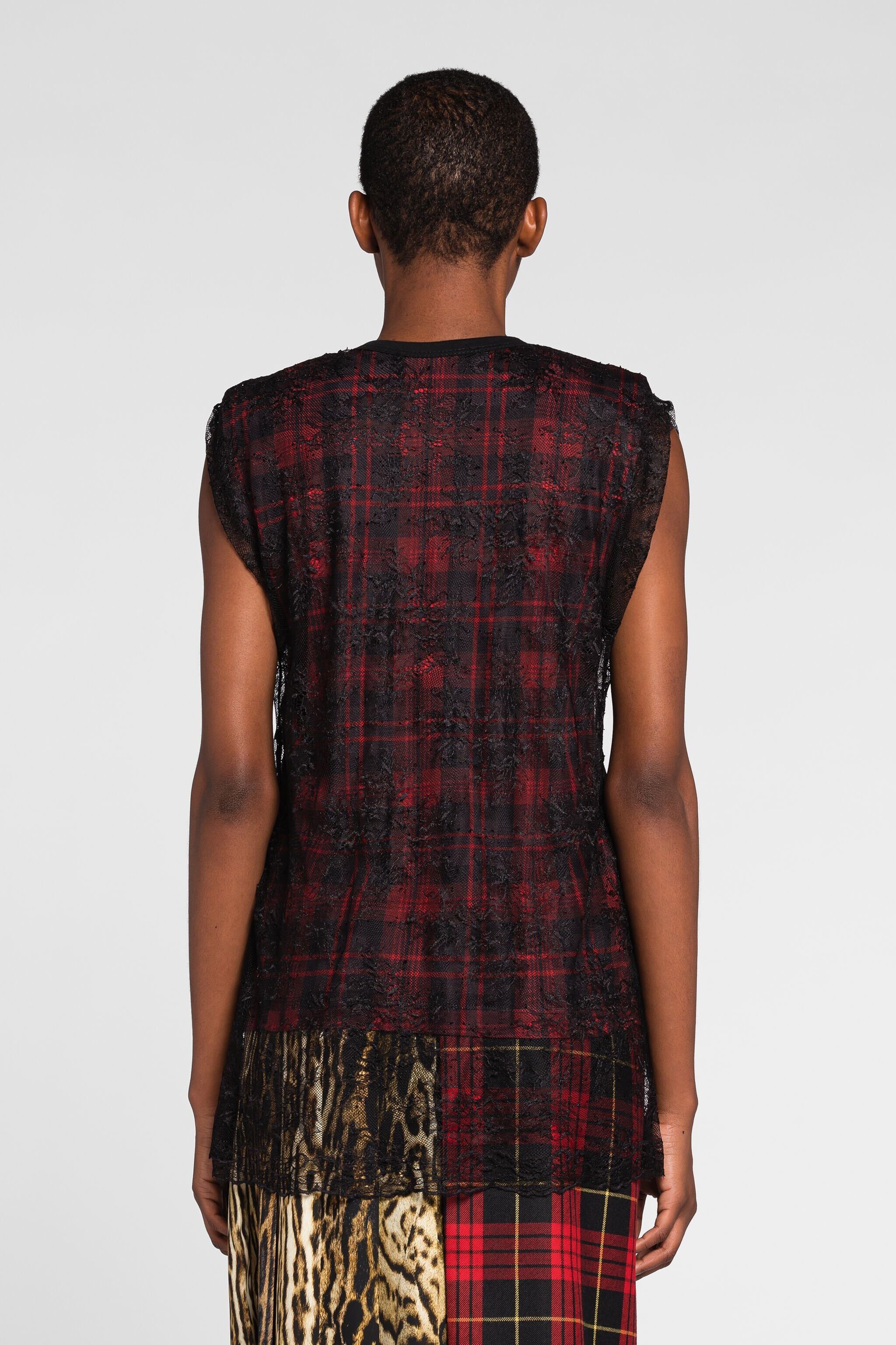 RC Hybrid-Print Tartan Oberteil Schwarz/Rot PKT61E-RP001