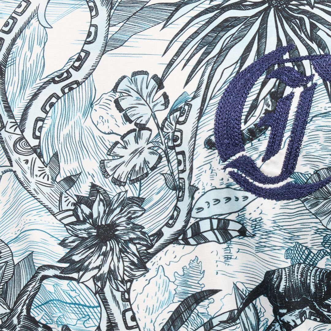 JC T-Shirt Con Stampa Jungle E Monogram Azzurro UFT042-UF062