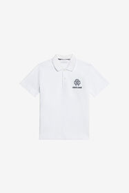 JU Weißes Baumwoll-Polohemd OPTICAL WHITE WJT61K-KB001