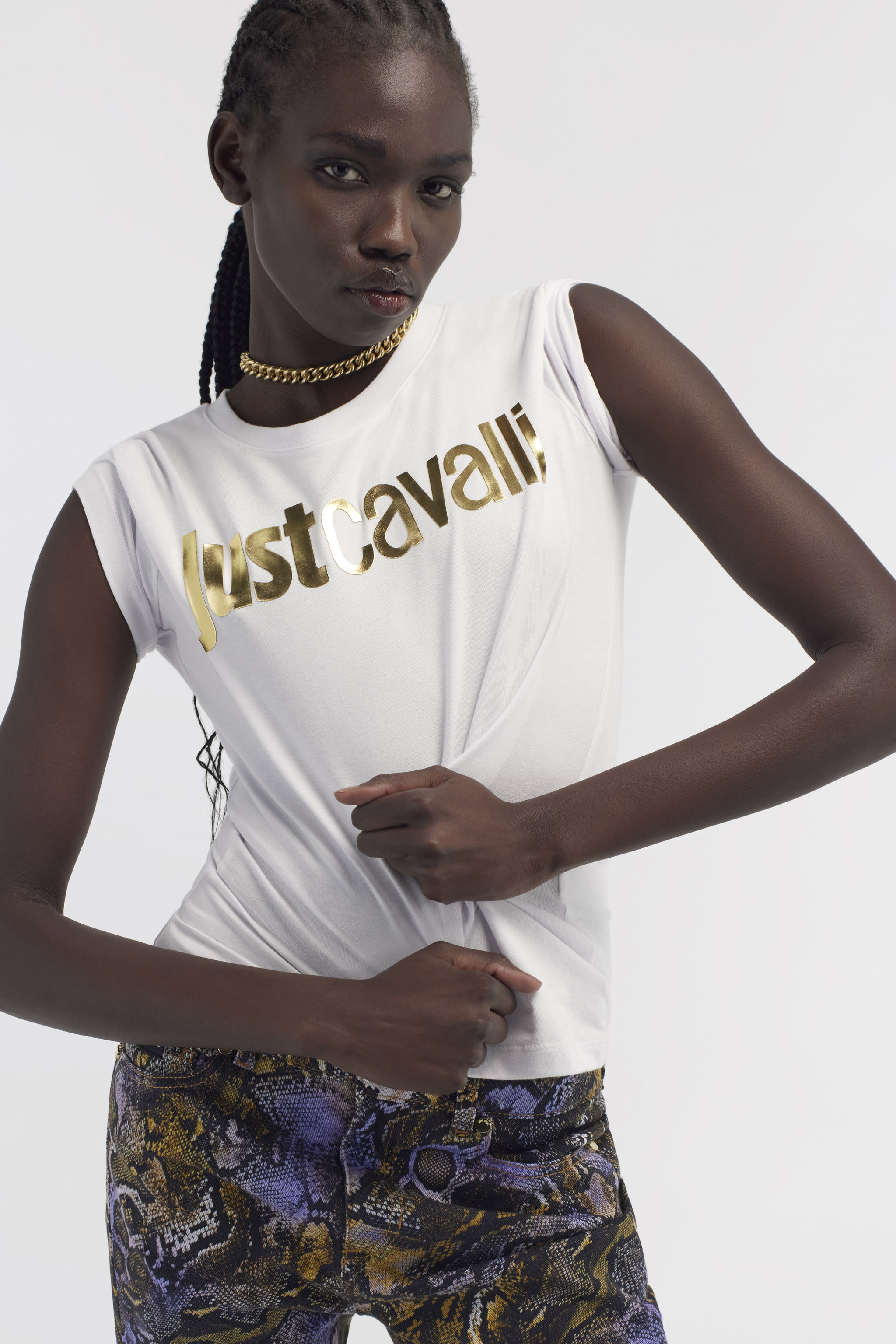 JC Just Cavalli Logo T-Shirt Weiß RKT867-RK373