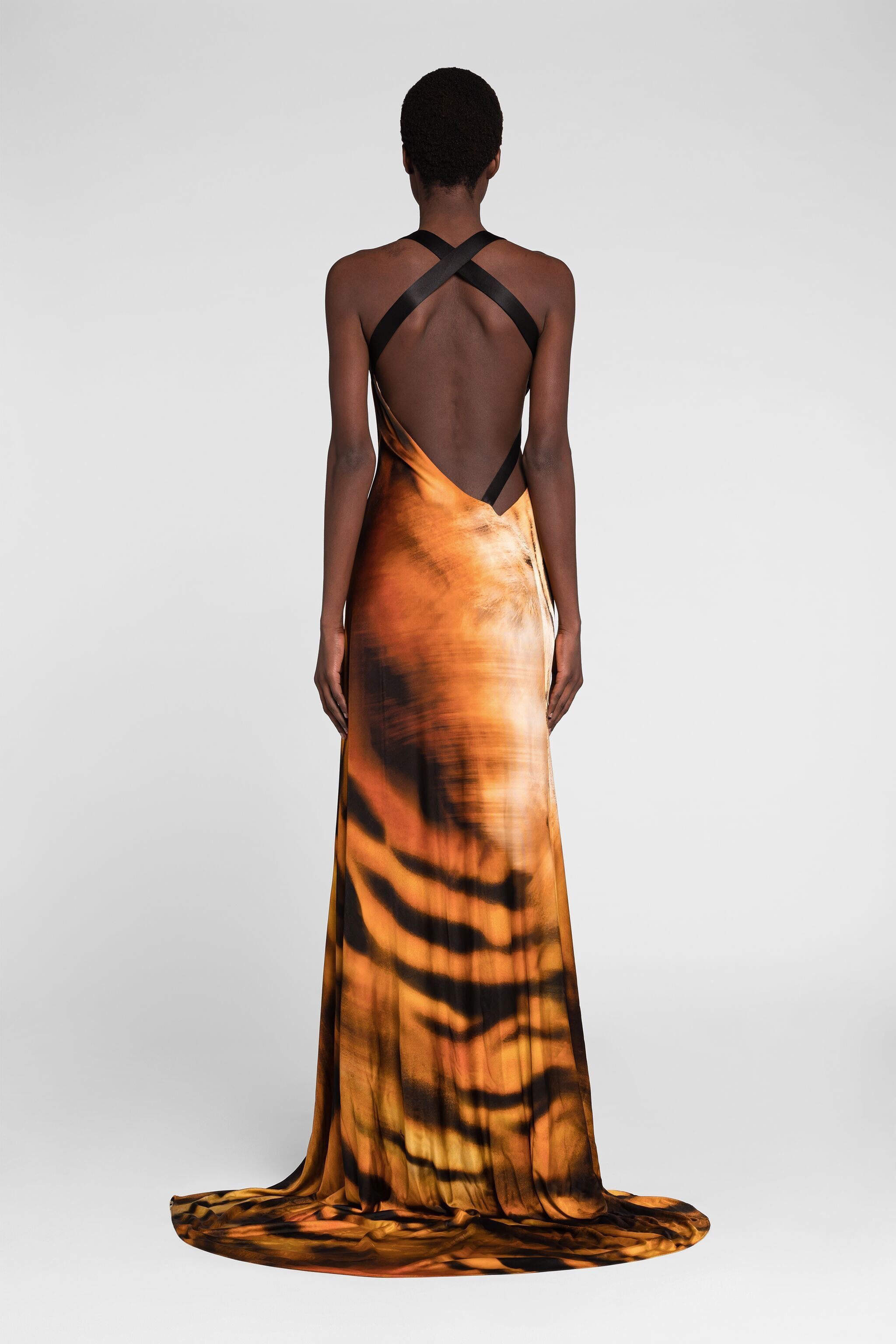 RC Tiger-Print Cut-Out Maxi Dress MULTICOLOR OWT116-9EE03